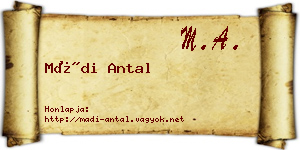 Mádi Antal névjegykártya